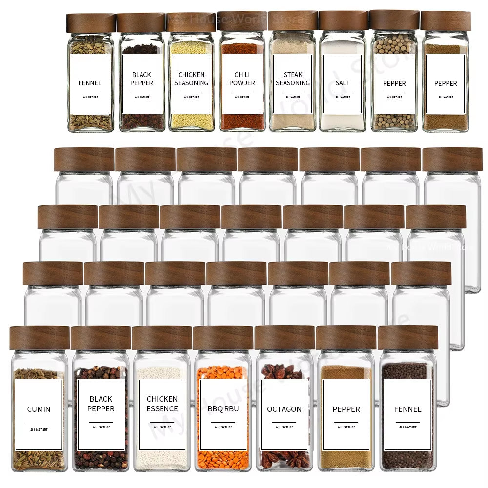 13Pcs Glass Spice Jars with Bamboo Lids 4Oz Glass Jars Spice Jar Set Seasoning Jars Organizer Storage Bottles for Spice Rack